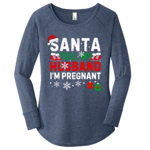 Christmas Santa Pregnancy Announcet Xmas Pregnant Gift Women's Perfect Tri Tunic Long Sleeve Shirt