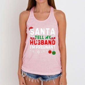 Christmas Santa Pregnancy Announcet Xmas Pregnant Gift Women's Knotted Racerback Tank