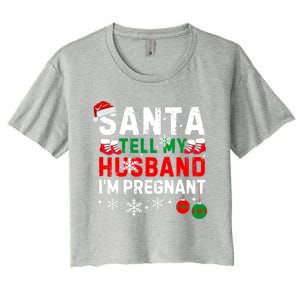 Christmas Santa Pregnancy Announcet Xmas Pregnant Gift Women's Crop Top Tee