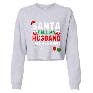 Christmas Santa Pregnancy Announcet Xmas Pregnant Gift Cropped Pullover Crew