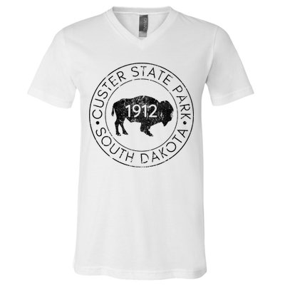 Custer State Park South Dakota Buffalo Hiking Travel V-Neck T-Shirt