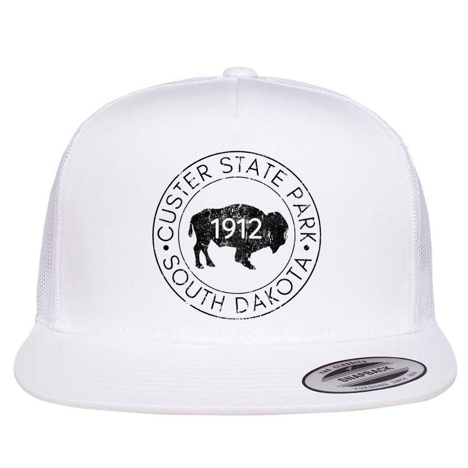 Custer State Park South Dakota Buffalo Hiking Travel Flat Bill Trucker Hat
