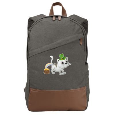 Cat St Patrick's Day Cat Lovers Leprechaun Lucky Irish Green Gift Cotton Canvas Backpack