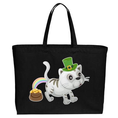 Cat St Patrick's Day Cat Lovers Leprechaun Lucky Irish Green Gift Cotton Canvas Jumbo Tote