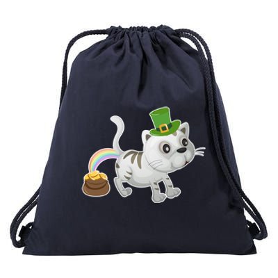 Cat St Patrick's Day Cat Lovers Leprechaun Lucky Irish Green Gift Drawstring Bag