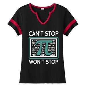 Can't Stop Pi Won't Stop Math Pi Day Gift Ladies Halftime Notch Neck Tee