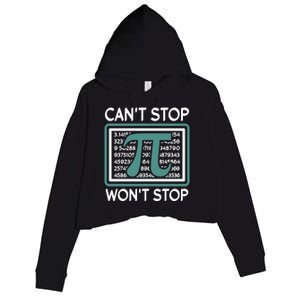 Can't Stop Pi Won't Stop Math Pi Day Gift Crop Fleece Hoodie