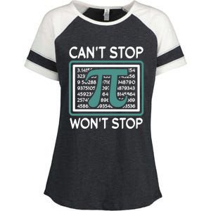 Can't Stop Pi Won't Stop Math Pi Day Gift Enza Ladies Jersey Colorblock Tee