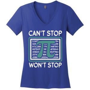 Can't Stop Pi Won't Stop Math Pi Day Gift Women's V-Neck T-Shirt