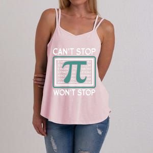 Can't Stop Pi Won't Stop Math Pi Day Gift Women's Strappy Tank