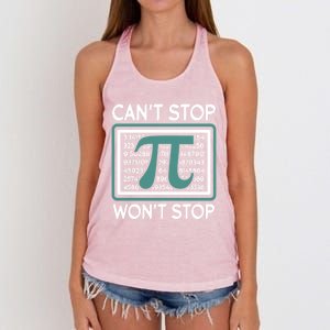 Can't Stop Pi Won't Stop Math Pi Day Gift Women's Knotted Racerback Tank