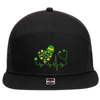 Cute St Patricks Day Lucky Shamrock Clover Stethoscope 7 Panel Mesh Trucker Snapback Hat