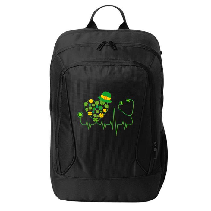 Cute St Patricks Day Lucky Shamrock Clover Stethoscope City Backpack