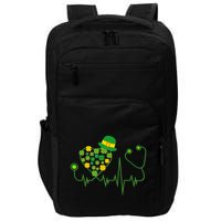 Cute St Patricks Day Lucky Shamrock Clover Stethoscope Impact Tech Backpack