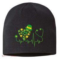 Cute St Patricks Day Lucky Shamrock Clover Stethoscope Sustainable Beanie