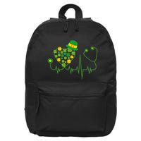 Cute St Patricks Day Lucky Shamrock Clover Stethoscope 16 in Basic Backpack