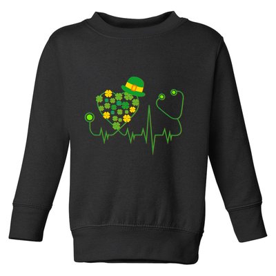 Cute St Patricks Day Lucky Shamrock Clover Stethoscope Toddler Sweatshirt