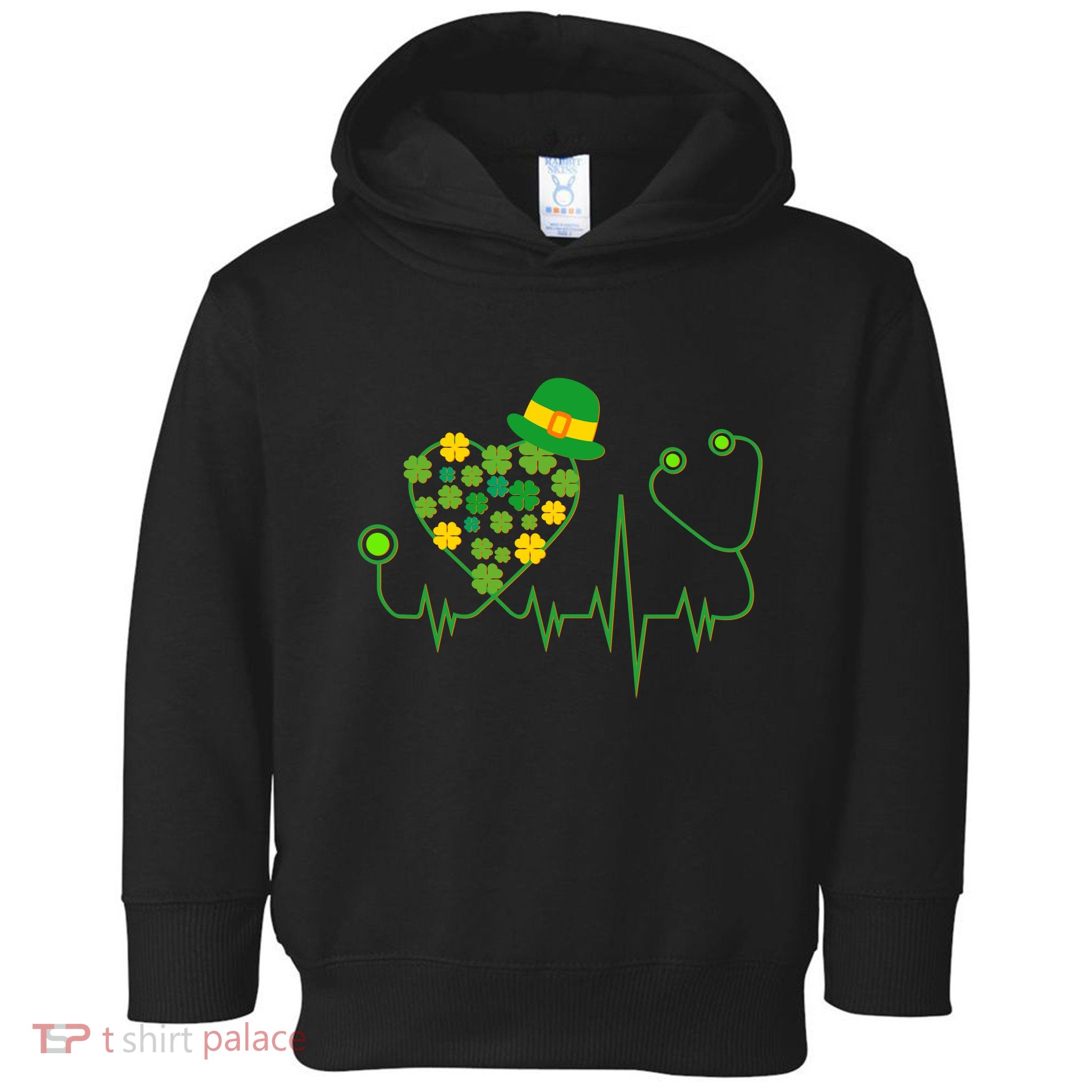 Cute St Patricks Day Lucky Shamrock Clover Stethoscope Toddler Hoodie