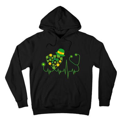 Cute St Patricks Day Lucky Shamrock Clover Stethoscope Tall Hoodie