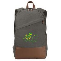 Cute St Patricks Day Lucky Shamrock Clover Stethoscope Cotton Canvas Backpack