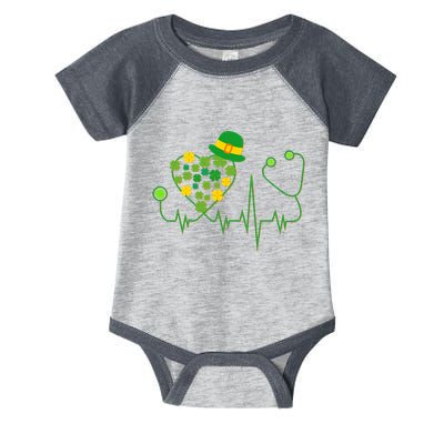 Cute St Patricks Day Lucky Shamrock Clover Stethoscope Infant Baby Jersey Bodysuit