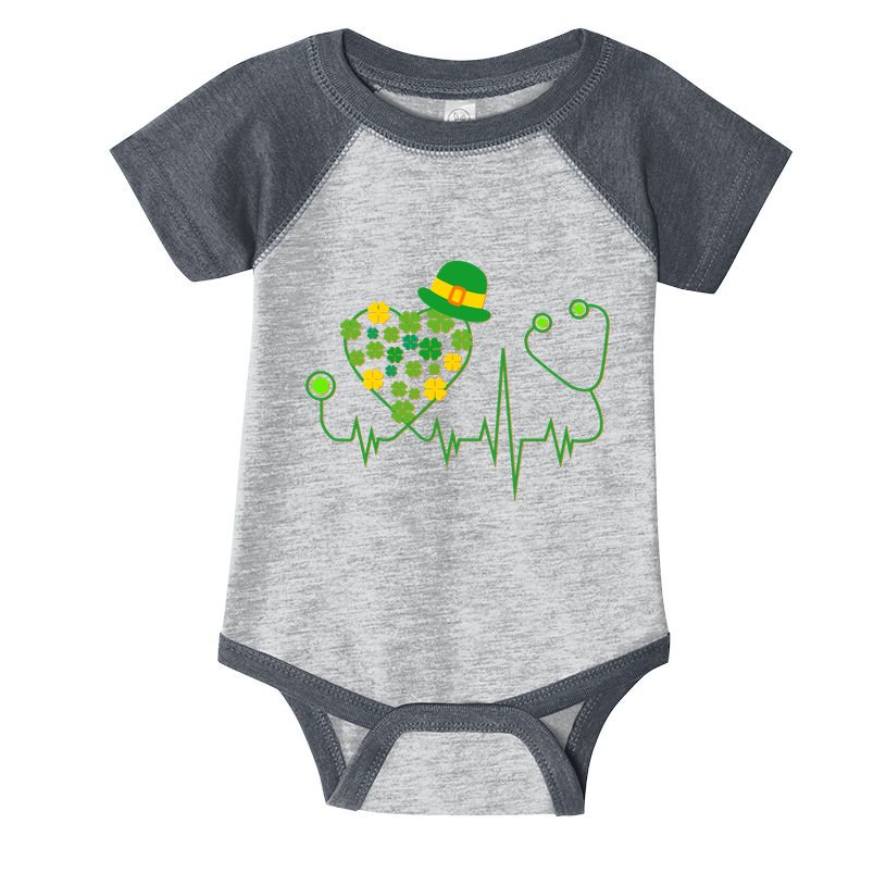 Cute St Patricks Day Lucky Shamrock Clover Stethoscope Infant Baby Jersey Bodysuit