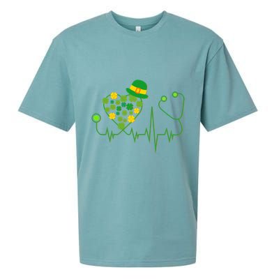 Cute St Patricks Day Lucky Shamrock Clover Stethoscope Sueded Cloud Jersey T-Shirt