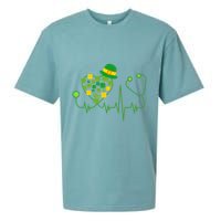 Cute St Patricks Day Lucky Shamrock Clover Stethoscope Sueded Cloud Jersey T-Shirt