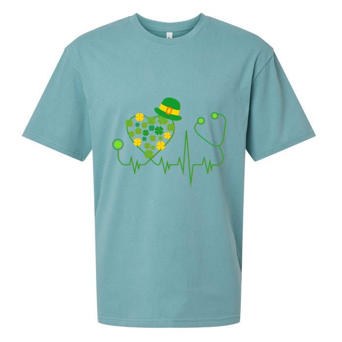 Cute St Patricks Day Lucky Shamrock Clover Stethoscope Sueded Cloud Jersey T-Shirt