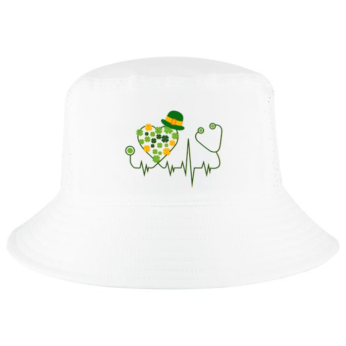 Cute St Patricks Day Lucky Shamrock Clover Stethoscope Cool Comfort Performance Bucket Hat