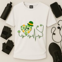 Cute St Patricks Day Lucky Shamrock Clover Stethoscope Performance Shirt