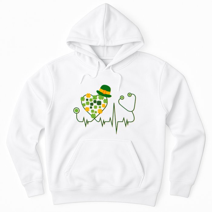 Cute St Patricks Day Lucky Shamrock Clover Stethoscope Hoodie