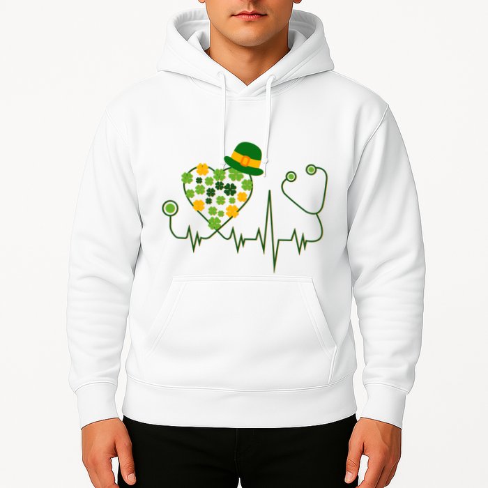 Cute St Patricks Day Lucky Shamrock Clover Stethoscope Hoodie