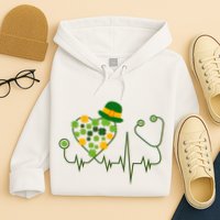 Cute St Patricks Day Lucky Shamrock Clover Stethoscope Hoodie