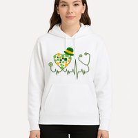 Cute St Patricks Day Lucky Shamrock Clover Stethoscope Hoodie