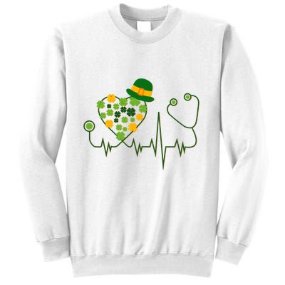 Cute St Patricks Day Lucky Shamrock Clover Stethoscope Sweatshirt