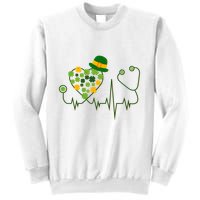 Cute St Patricks Day Lucky Shamrock Clover Stethoscope Sweatshirt