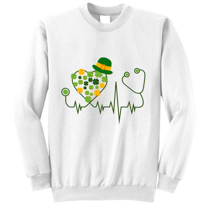 Cute St Patricks Day Lucky Shamrock Clover Stethoscope Sweatshirt