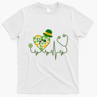 Cute St Patricks Day Lucky Shamrock Clover Stethoscope T-Shirt