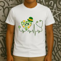 Cute St Patricks Day Lucky Shamrock Clover Stethoscope T-Shirt