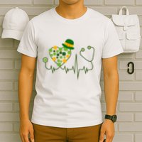 Cute St Patricks Day Lucky Shamrock Clover Stethoscope T-Shirt