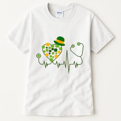 Cute St Patricks Day Lucky Shamrock Clover Stethoscope Tall T-Shirt
