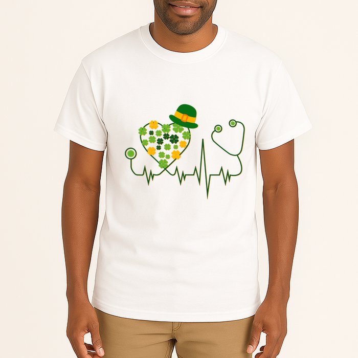 Cute St Patricks Day Lucky Shamrock Clover Stethoscope Tall T-Shirt