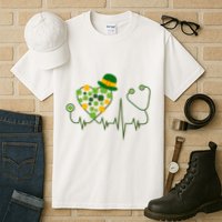 Cute St Patricks Day Lucky Shamrock Clover Stethoscope Tall T-Shirt