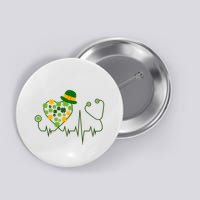 Cute St Patricks Day Lucky Shamrock Clover Stethoscope Button