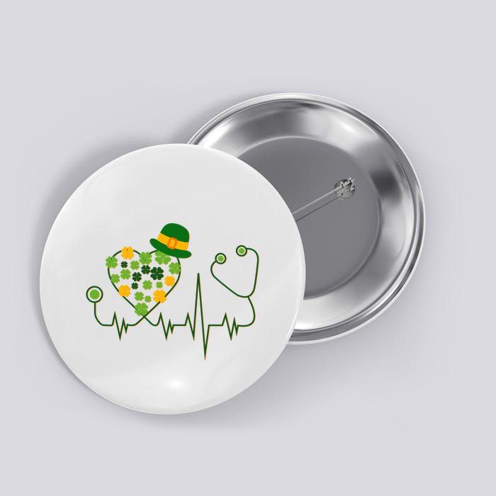 Cute St Patricks Day Lucky Shamrock Clover Stethoscope Button