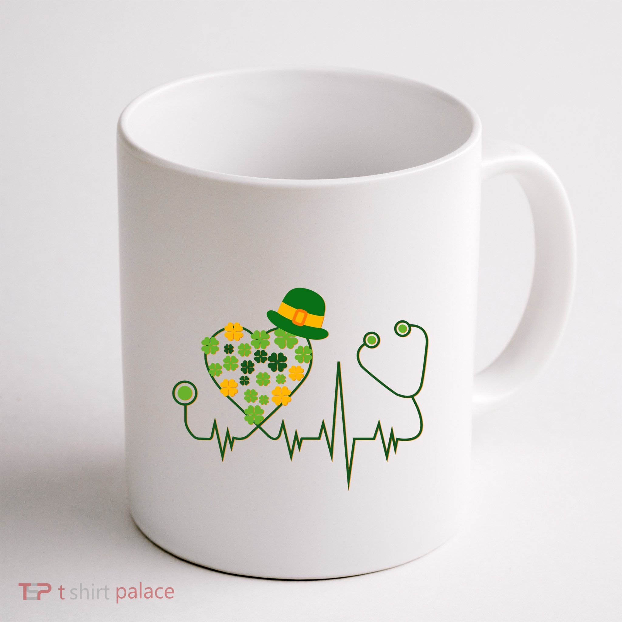 Cute St Patricks Day Lucky Shamrock Clover Stethoscope Mug