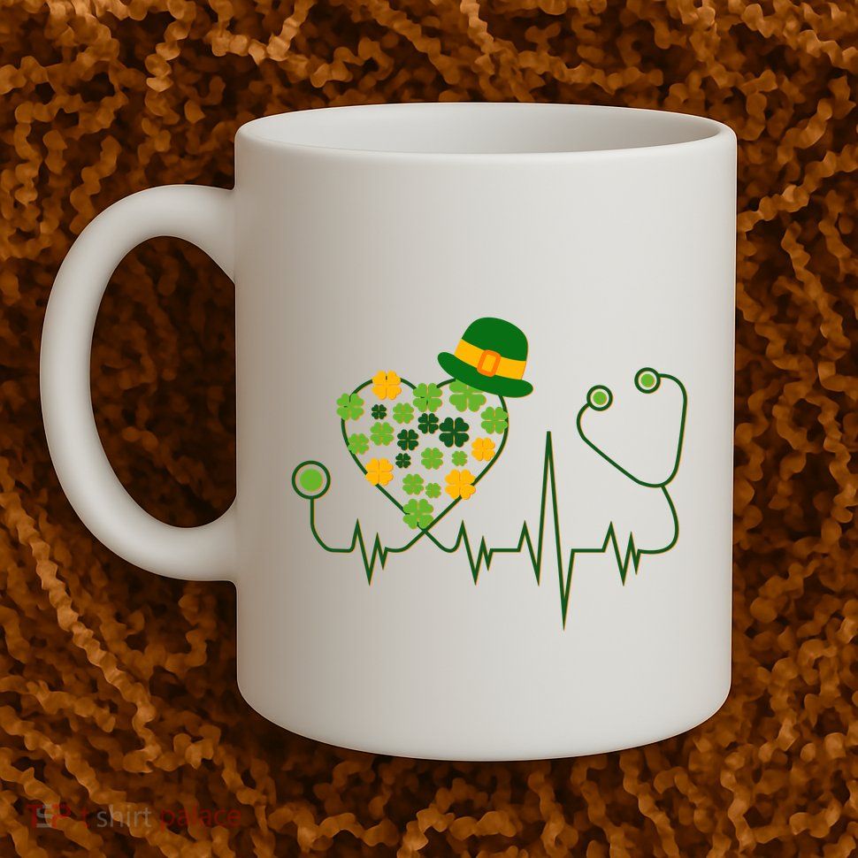 Cute St Patricks Day Lucky Shamrock Clover Stethoscope Mug