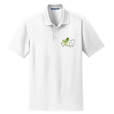 Cute St Patricks Day Lucky Shamrock Clover Stethoscope Dry Zone Grid Polo