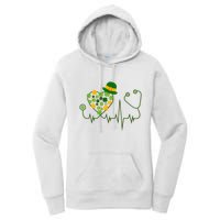 Cute St Patricks Day Lucky Shamrock Clover Stethoscope Women's Pullover Hoodie